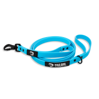 Aqua Blue Biothane Dog Leash w/ Short Handle For Control by Mad Dog Products – .75″ x 6 foot Clip Leash